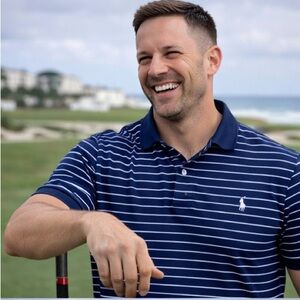 Polo Ralph Lauren Mens Size Large Navy Golf Cotton Work Dress Beach Shirt